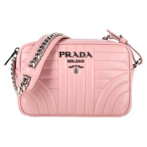 Prada Diagramme Crossbody Bag in Pink Leather